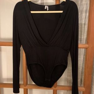 Urban Outfitters black deep v bodysuit size medium!